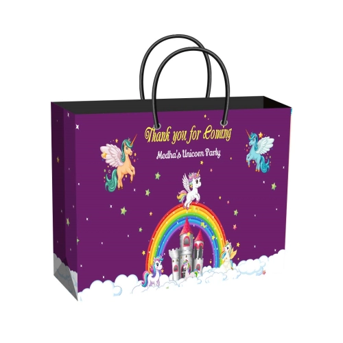 Unicorn Theme Party Supplies | Wide Return Gift Bag | Plain or Personalized